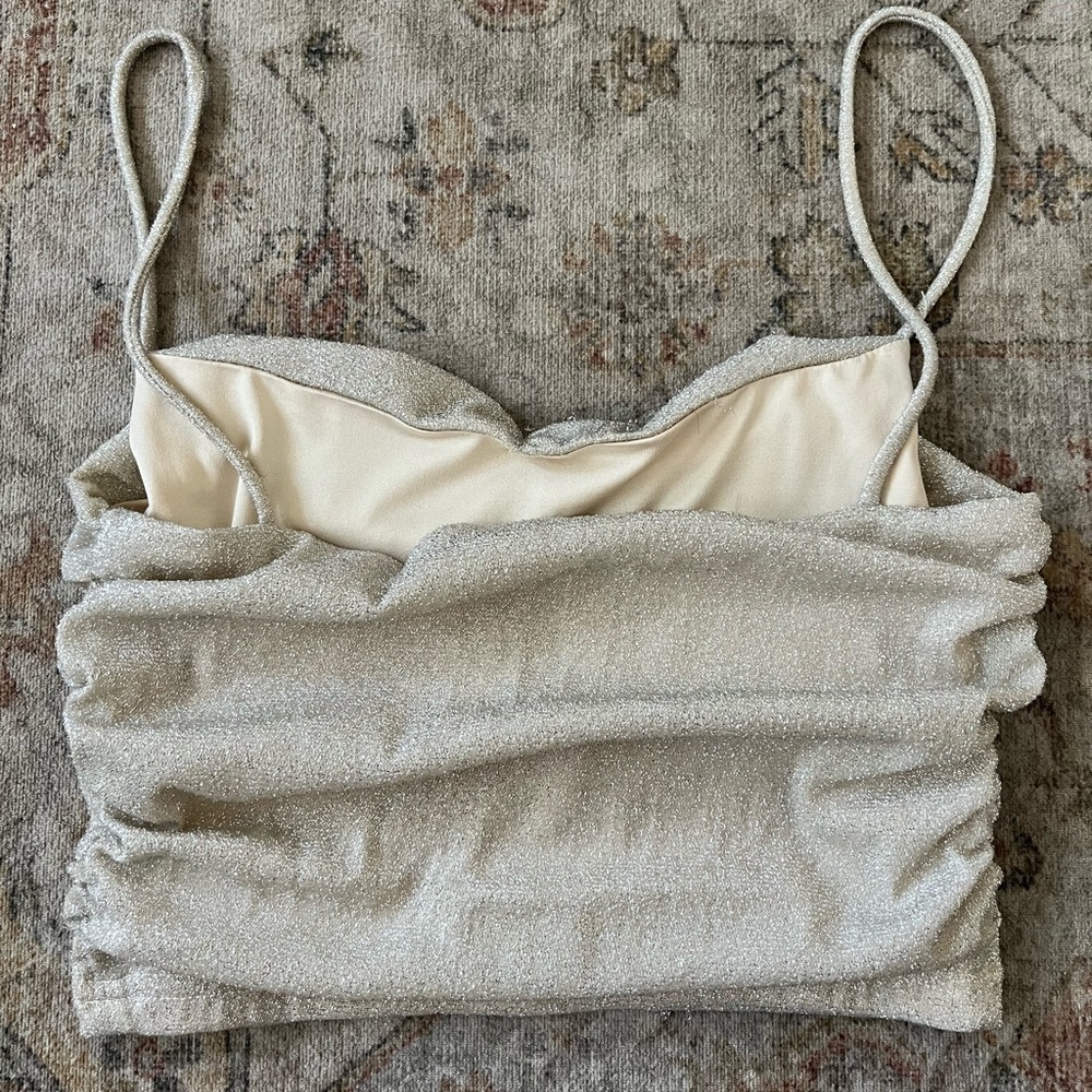 Princess Polly Elegant Cream Ruched Women's Top - Picture 4 of 13